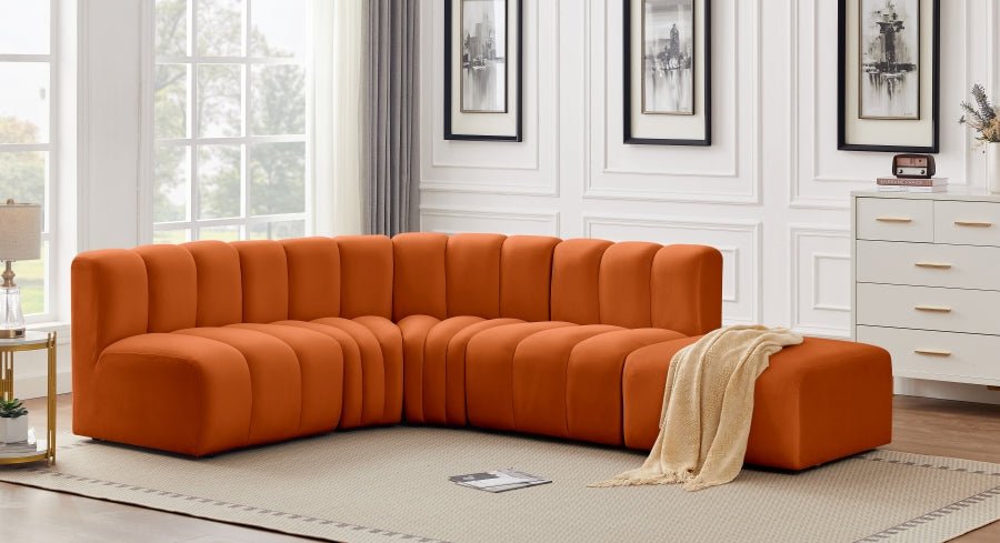 Arc 127" Velvet Upholstered 5pc. Modular Sectional - LDH Furniture