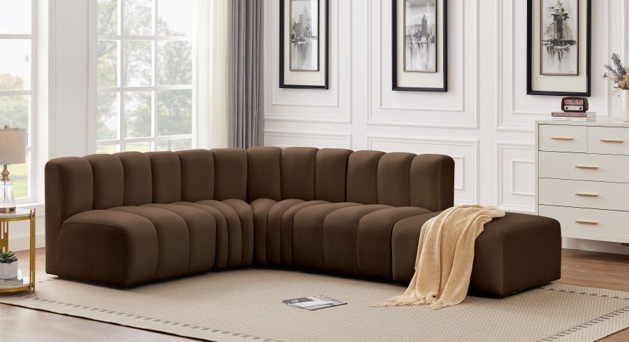Arc 127" Velvet Upholstered 5pc. Modular Sectional - LDH Furniture