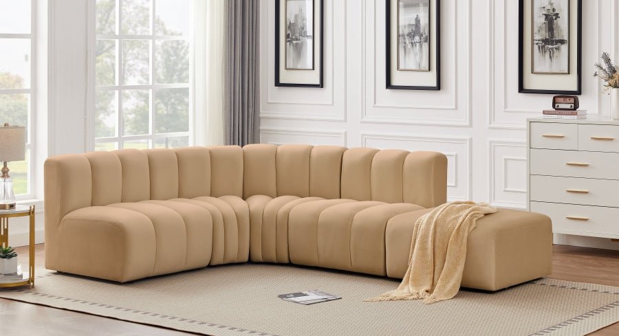 Arc 127" Velvet Upholstered 5pc. Modular Sectional - LDH Furniture