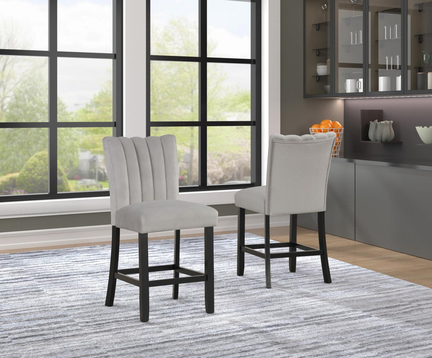 Ayla Marble & Velvet Counter Height Dining Table Set - LDH Furniture