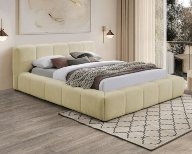 Carlin Velvet Fabric Platform Bed - LDH Furniture