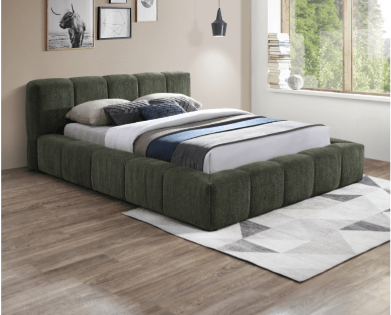 Carlin Velvet Fabric Platform Bed - LDH Furniture
