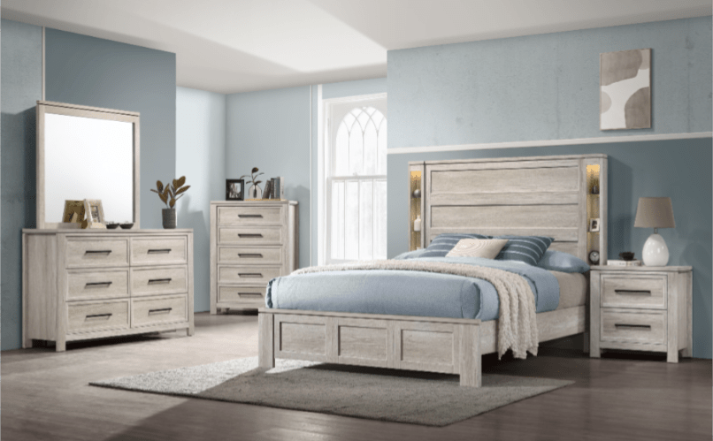 Clarke Collection Bedroom Set (Q/K Bed+DR+ MR+NS) - LDH Furniture