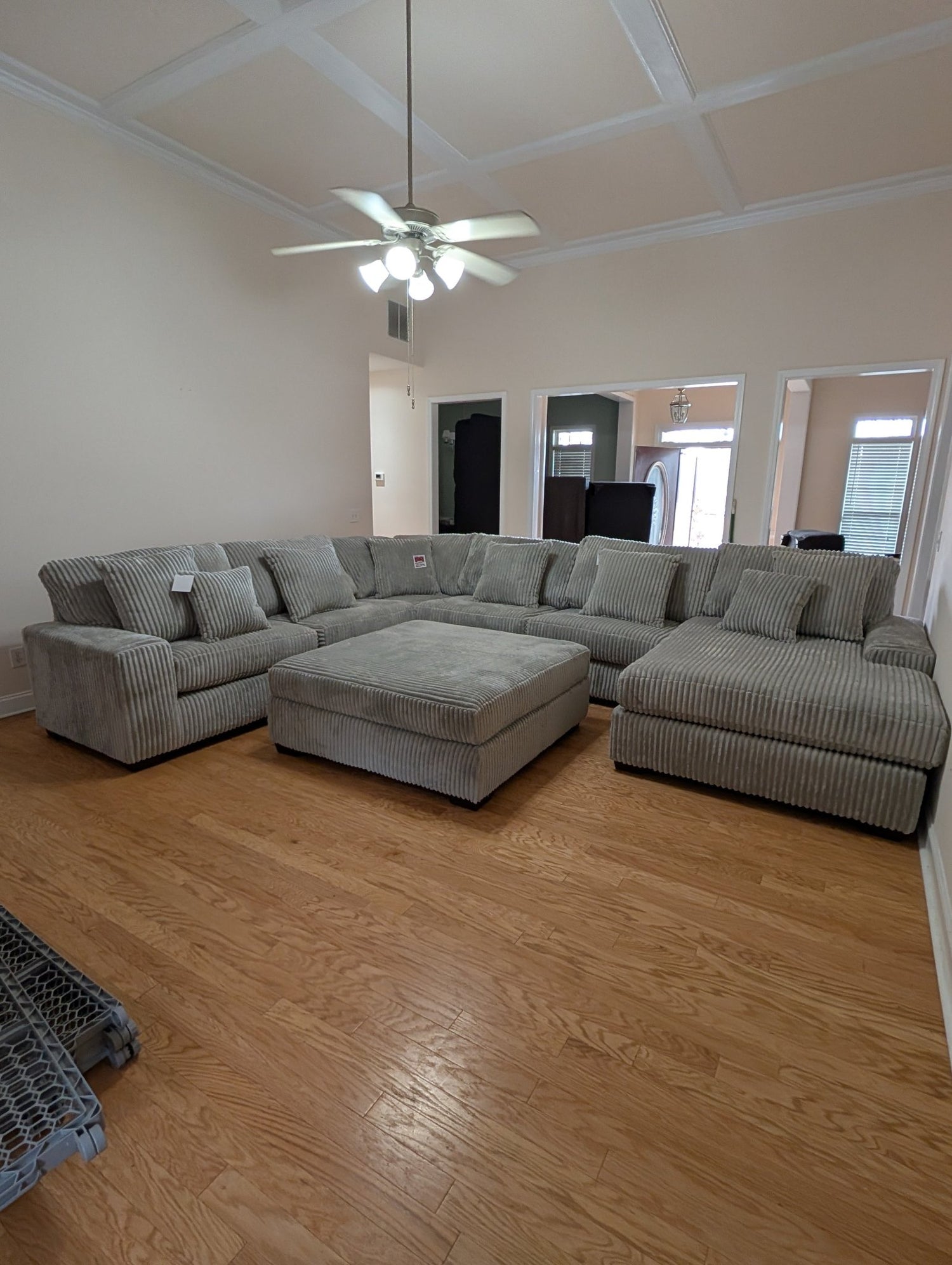 Comfy 6PC Lite Gray Plush Reversible Sectional & Ottoman - LDH Furniture