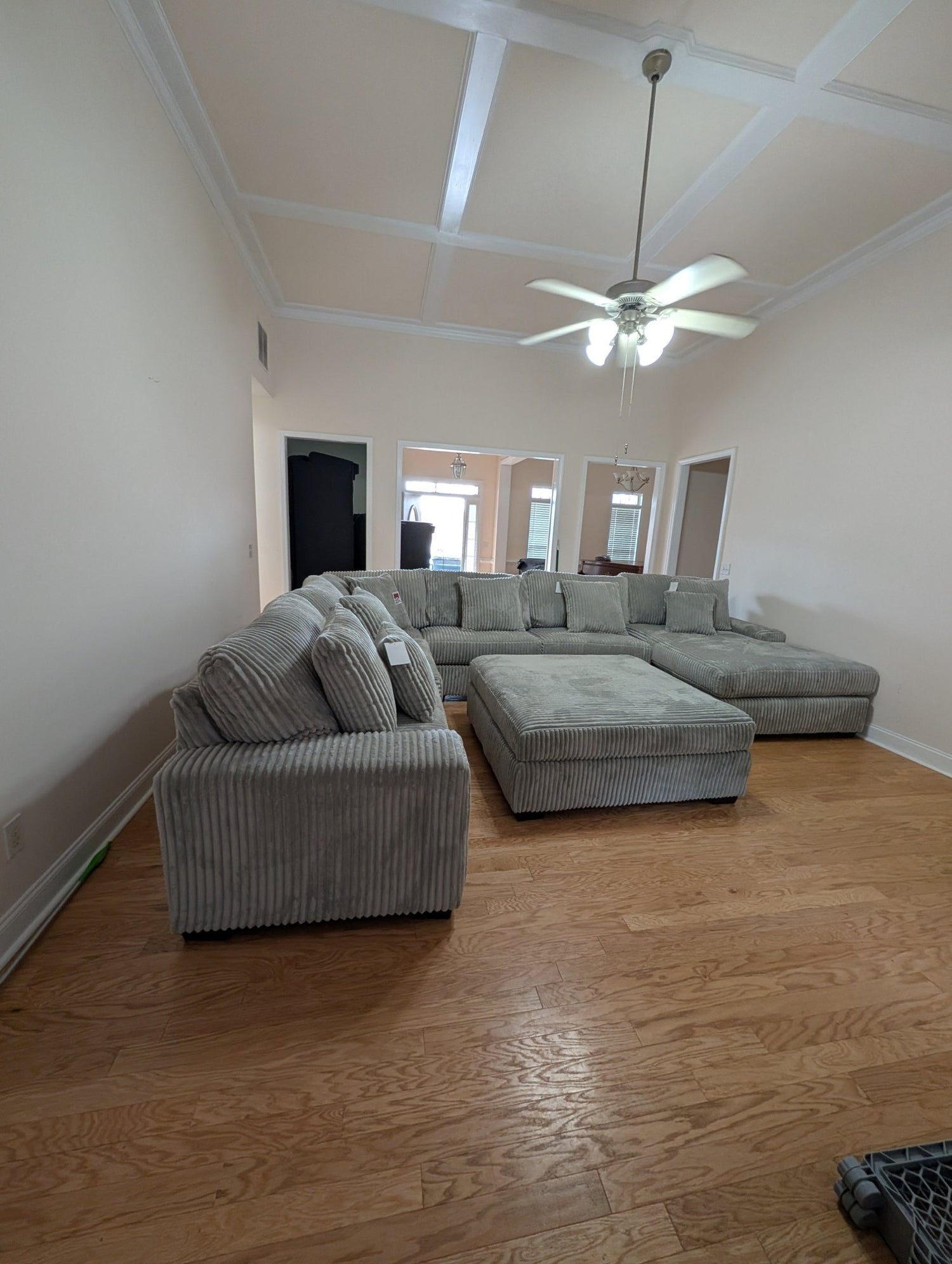 Comfy 6PC Lite Gray Plush Reversible Sectional & Ottoman - LDH Furniture