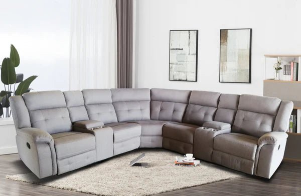 Fabric Sectional Group w/2 Console & 2 Recliner - LDH Furniture