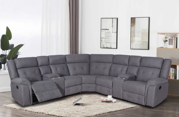 Fabric Sectional Group w/2 Console & 2 Recliner - LDH Furniture