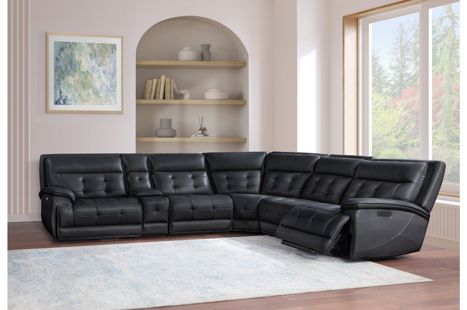 Feyd - 6PC Power Modular Reclining Leather Sectional - LDH Furniture