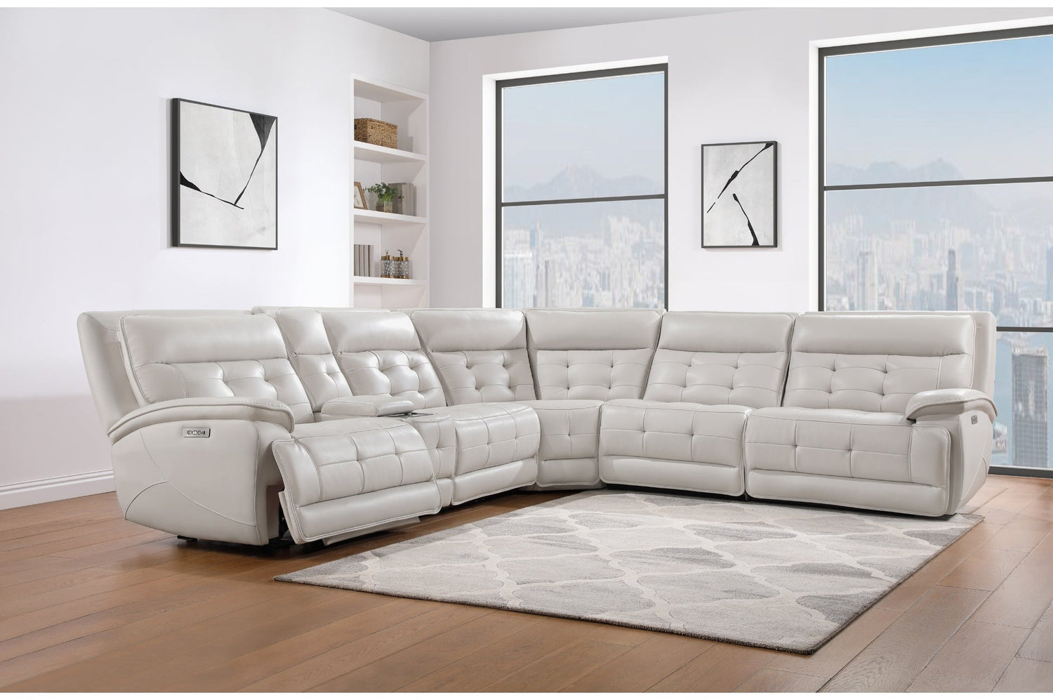 Feyd - 6PC Power Modular Reclining Leather Sectional - LDH Furniture