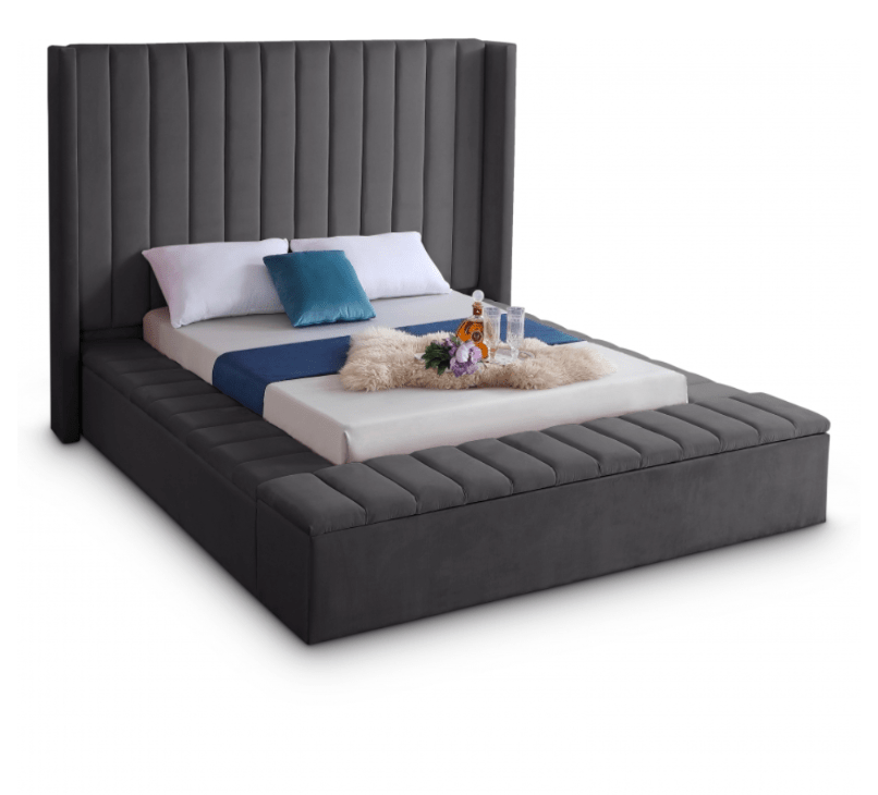 Kiki Velvet Platform Storage Bed - LDH Furniture
