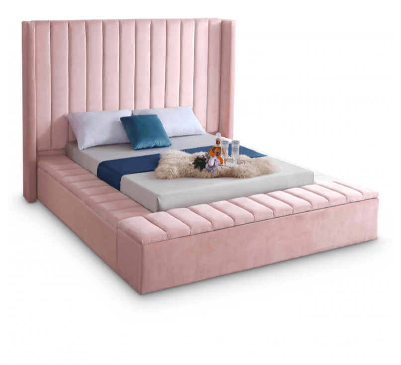 Kiki Velvet Platform Storage Bed - LDH Furniture