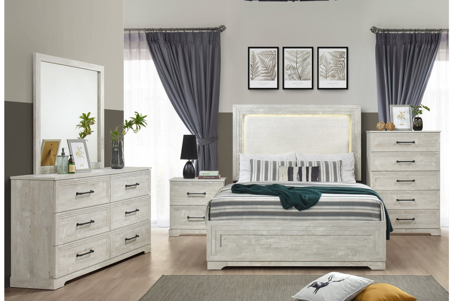 McDuffie 4PC Bedroom Set on Sale! (Q/K Bed+DR+ MR+NS) - LDH Furniture