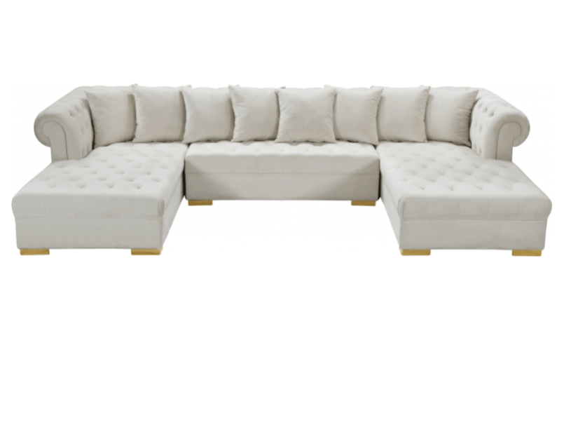 Presley 134" Velvet Upholstered 3PC Sectional - LDH Furniture