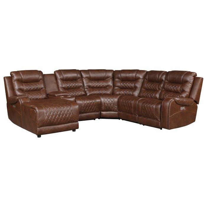 Putnam Leather Reclining Sectional w Left or Right Chaise & Phone Chargers. - LDH Furniture