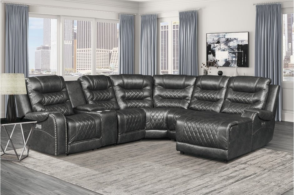 Putnam Leather Reclining Sectional w Left or Right Chaise & Phone Chargers. - LDH Furniture