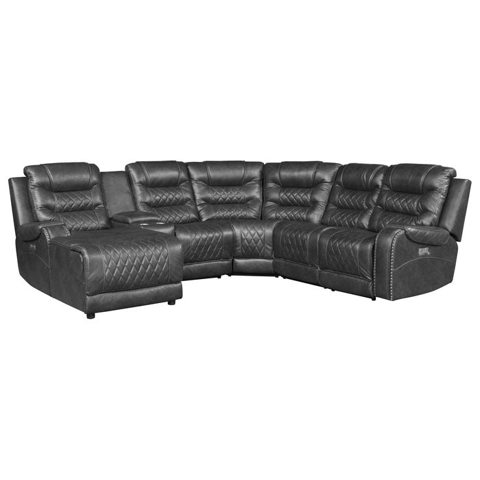 Putnam Leather Reclining Sectional w Left or Right Chaise & Phone Chargers. - LDH Furniture