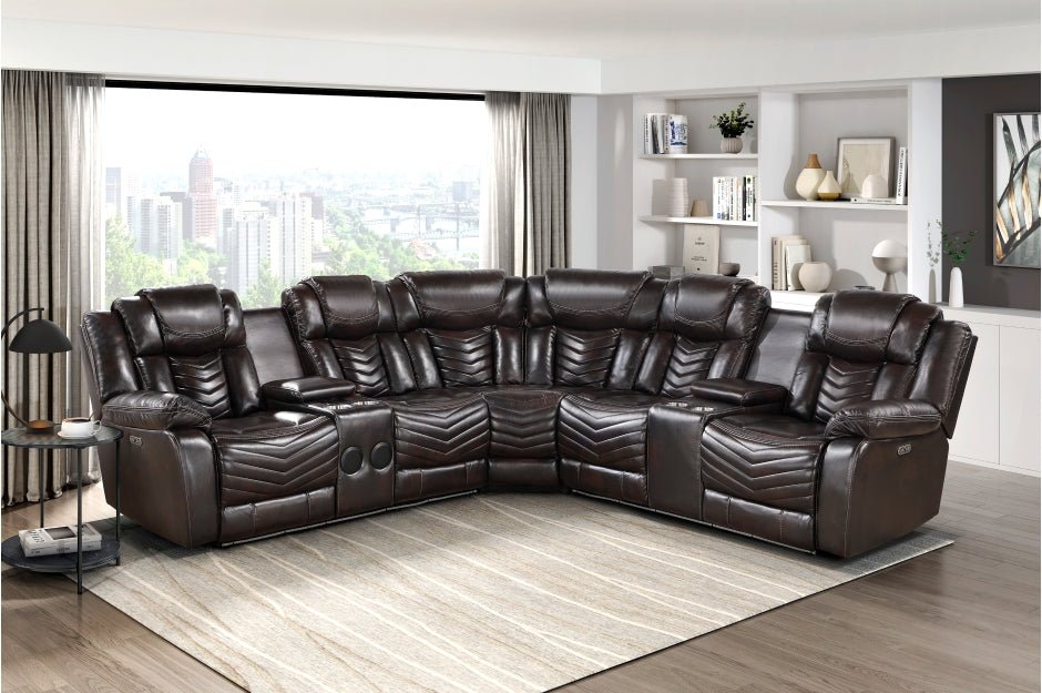Ramone Power Reclining Sectional w LED Lights & Bluetooth Speakers - LDH Furniture