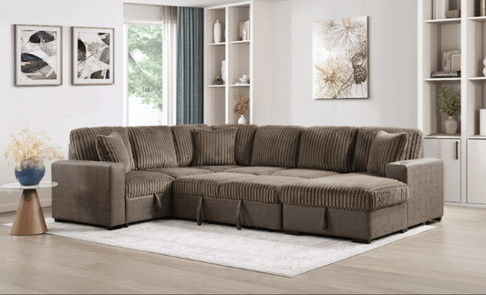 Smart Sleeper Sectional with Phone Charger, Storage & Fold Down Table - LDH Furniture