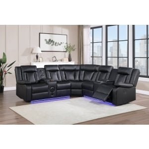 Splendor Power Reclining Sectional w LED Lights & Bluetooth Speakers - LDH Furniture