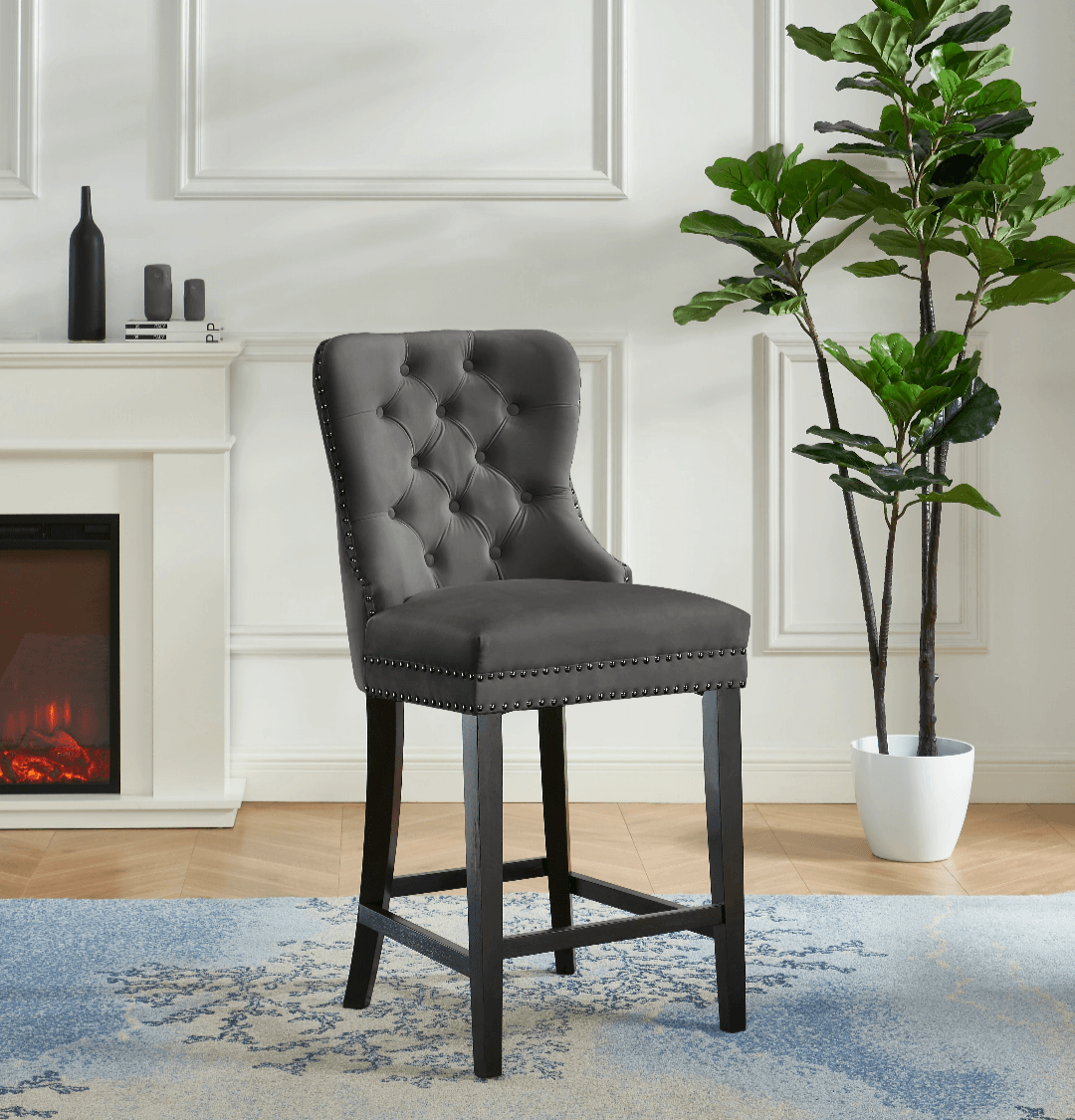 Kendal Velvet Counter Height Stools - Set of 2 - LDH Furniture