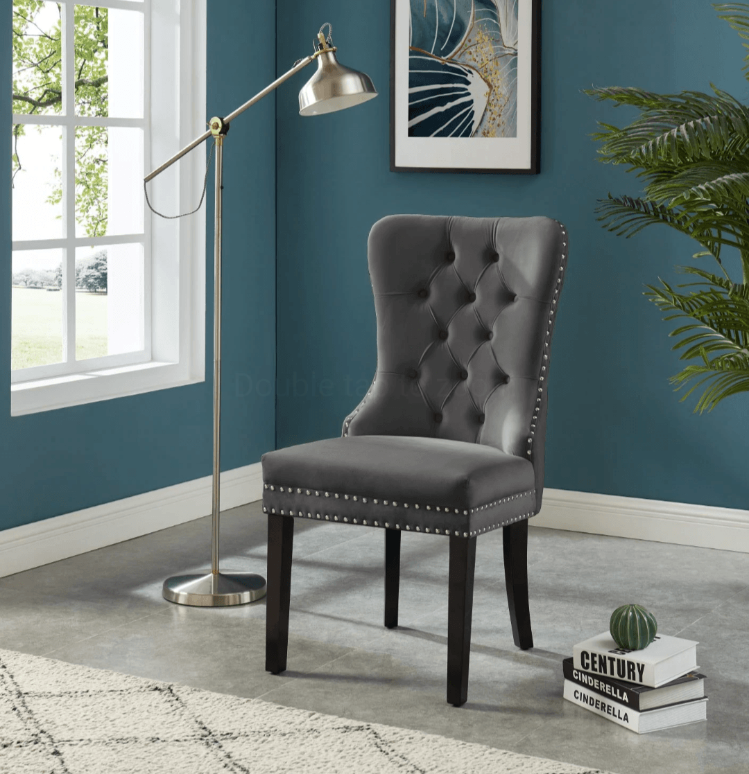 (2) Kendall Dining Chairs w Tufted Velvet Fabric - LDH Furniture