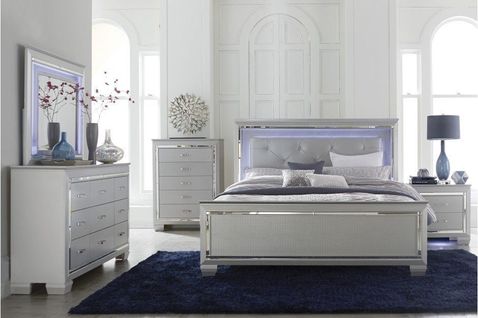 Allura Collection 4PC Bedroom Set (Q/K-B+NS+DR+MR) - LDH Furniture