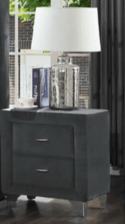 Azar Velvet 2 Draw Night Stand - LDH Furniture