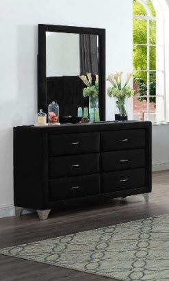 Azar Velvet 6 Draw Dresser & Mirror - LDH Furniture