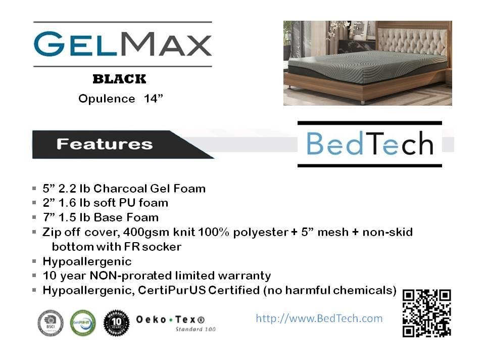 BedTech Gel Max Black Memory Foam Mattrsses - LDH Furniture