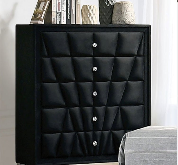 Carissa 5 Draw Velvet Tall Chest - LDH Furniture