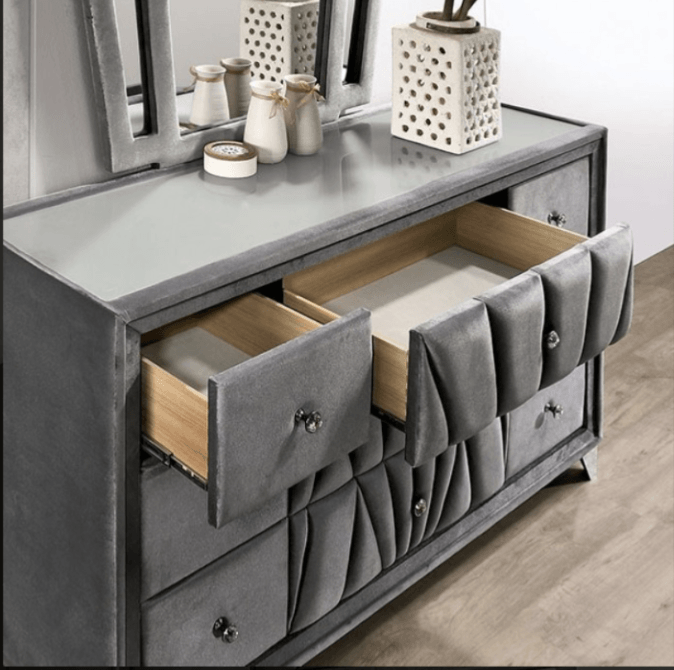 Carissa 6 Draw Velvet Dresser - LDH Furniture