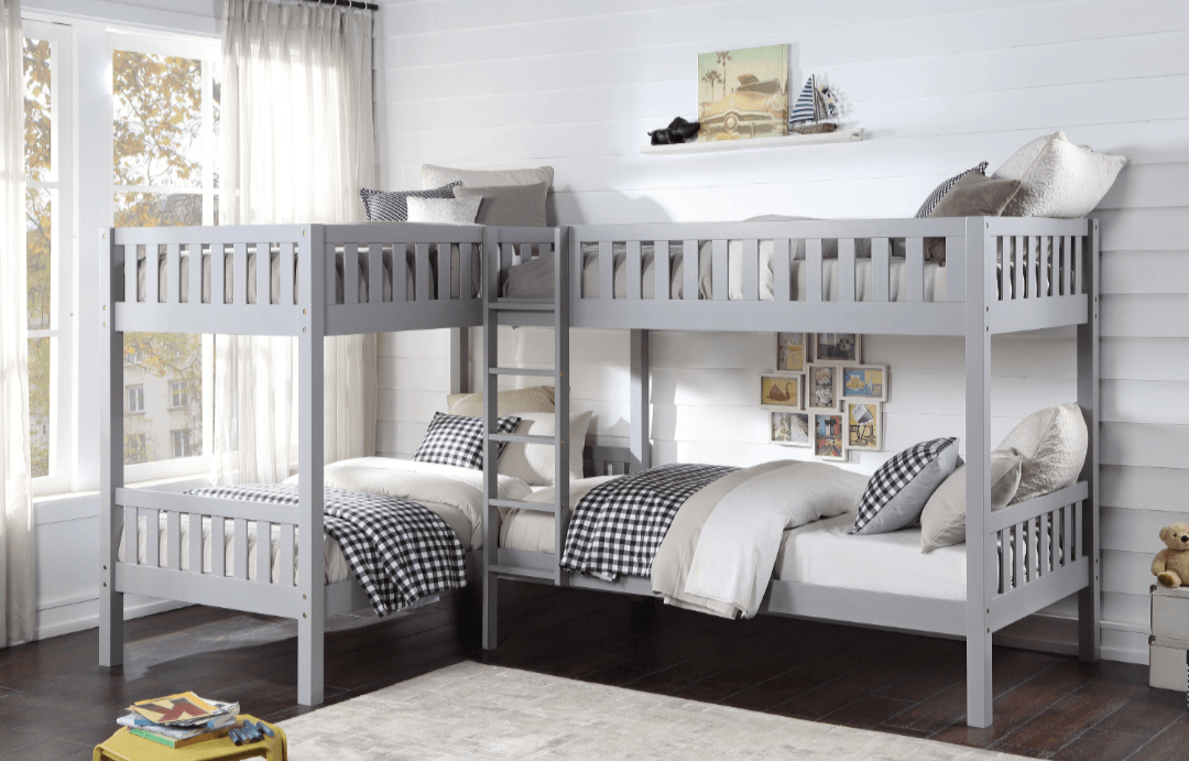 Corner Twin Size Bunk Bed - LDH Furniture