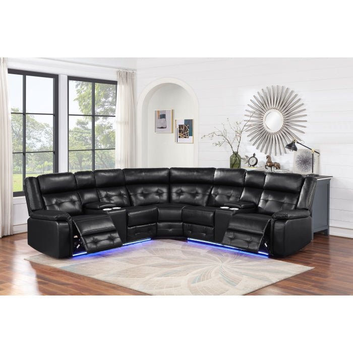 Envi Power Reclining Sectional w LED Lights - LDH Furniture