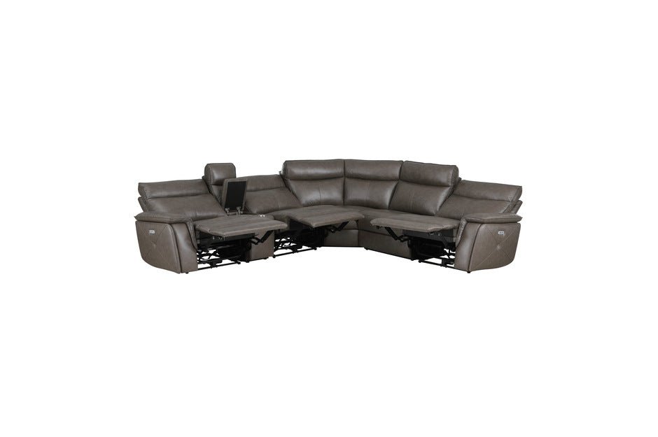 Maroni 6PC Dark Brown Modular Power Reclining Sectional - LDH Furniture