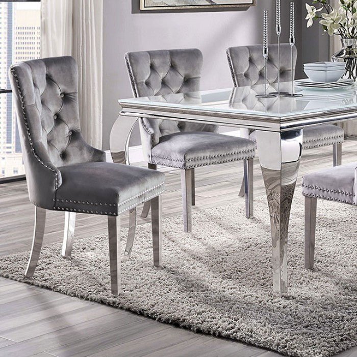 Nuveville Chrome & Glass Dining Set - LDH Furniture