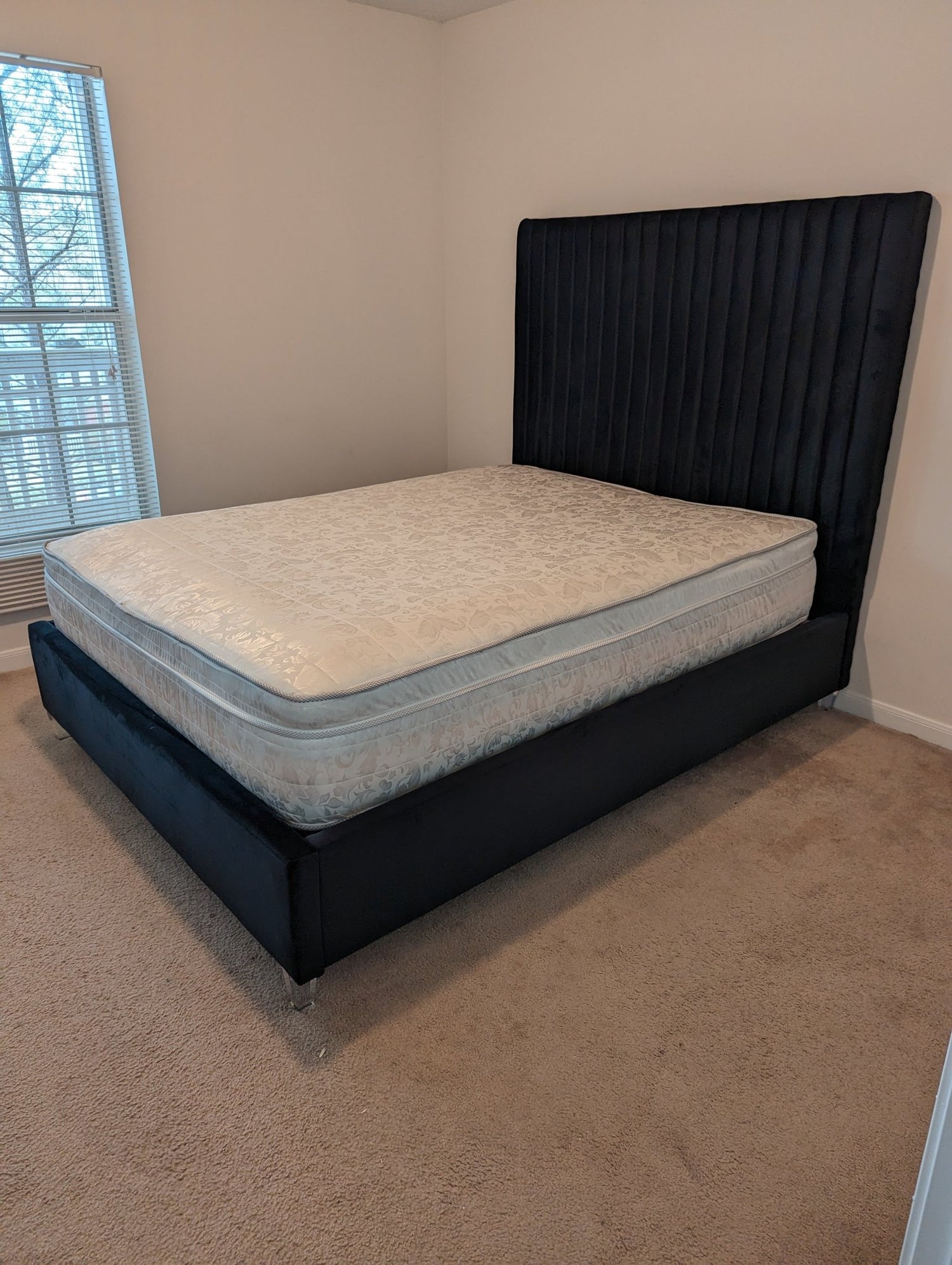 Styles Channel Tufted Velvet Platform Bed - LDH Furniture