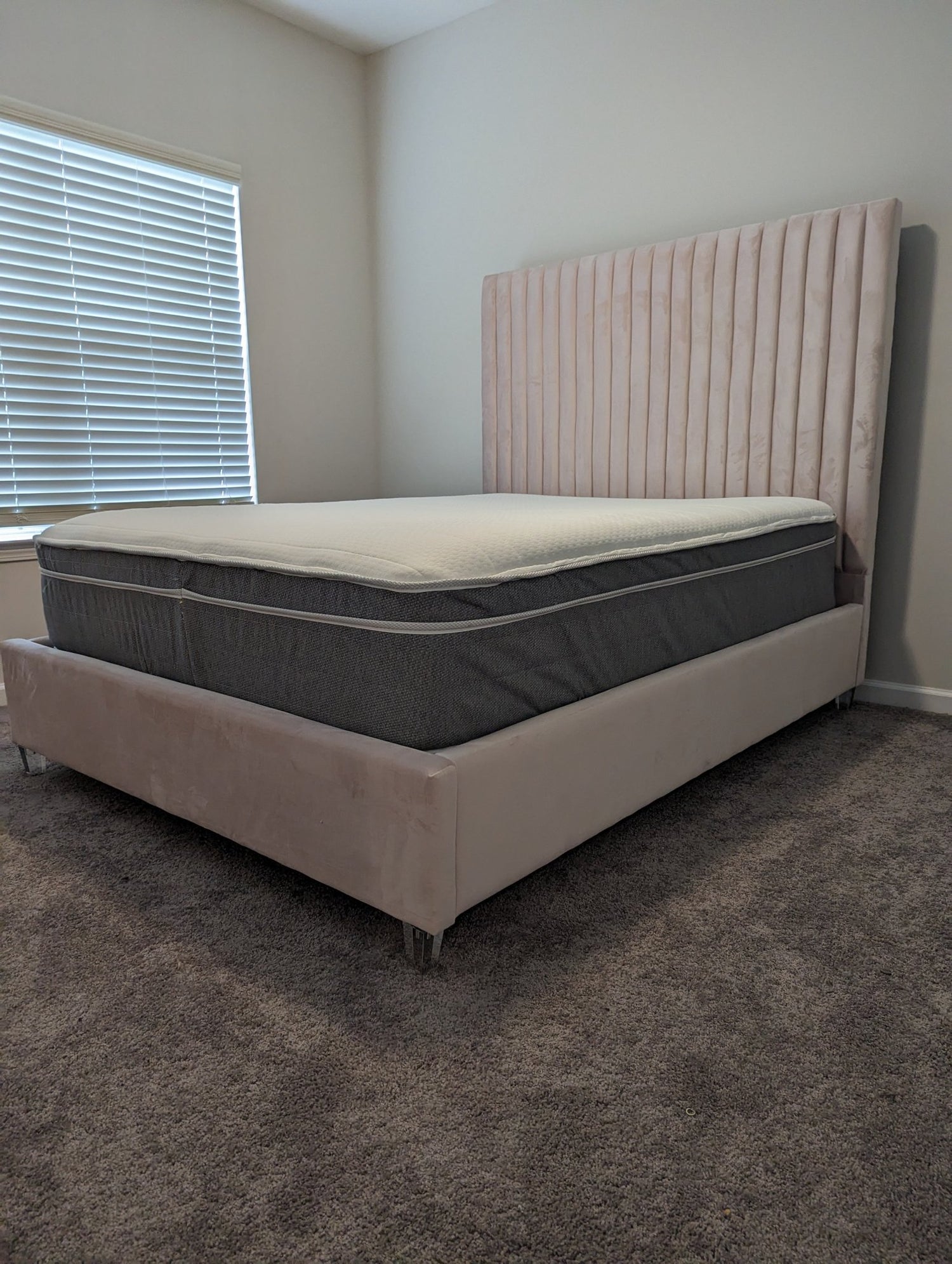 Styles Channel Tufted Velvet Platform Bed - LDH Furniture