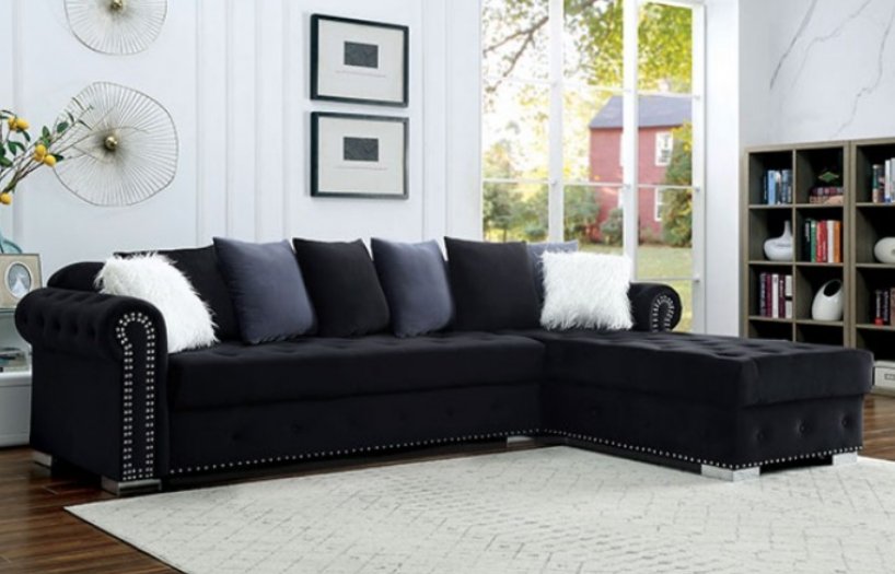 Willmington Velvet Sectional w Pillows - LDH Furniture