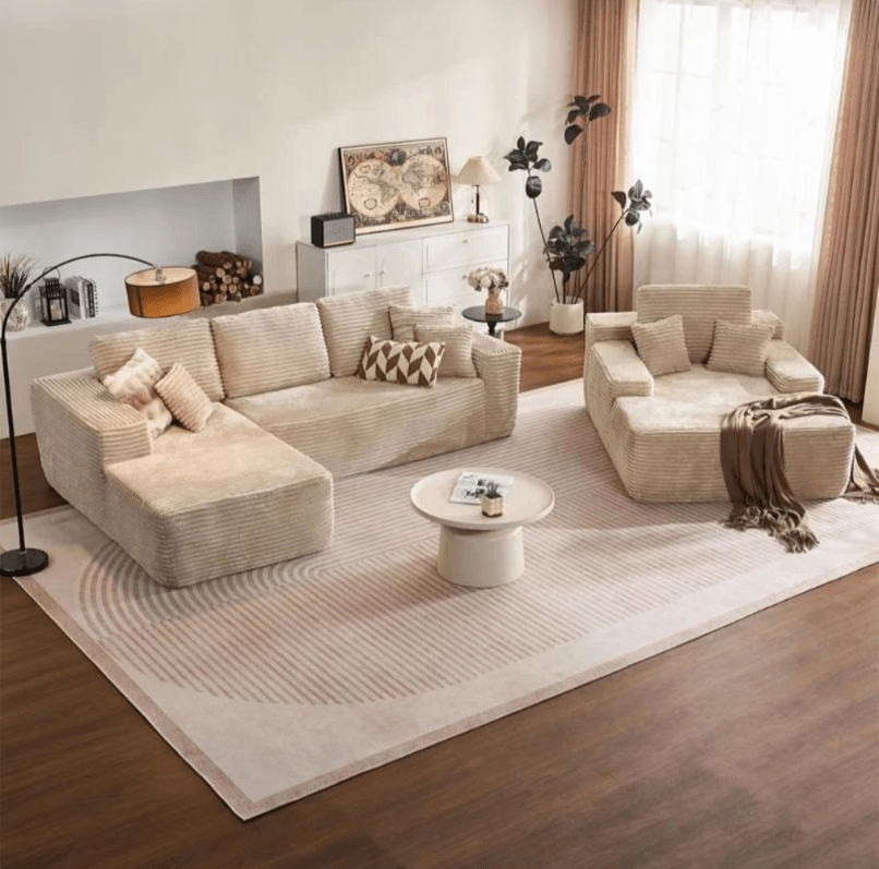 🛋️ Meet Your New Favorite Corner: The L-Shape Sectional + Reading Chair Set - LDH Furniture