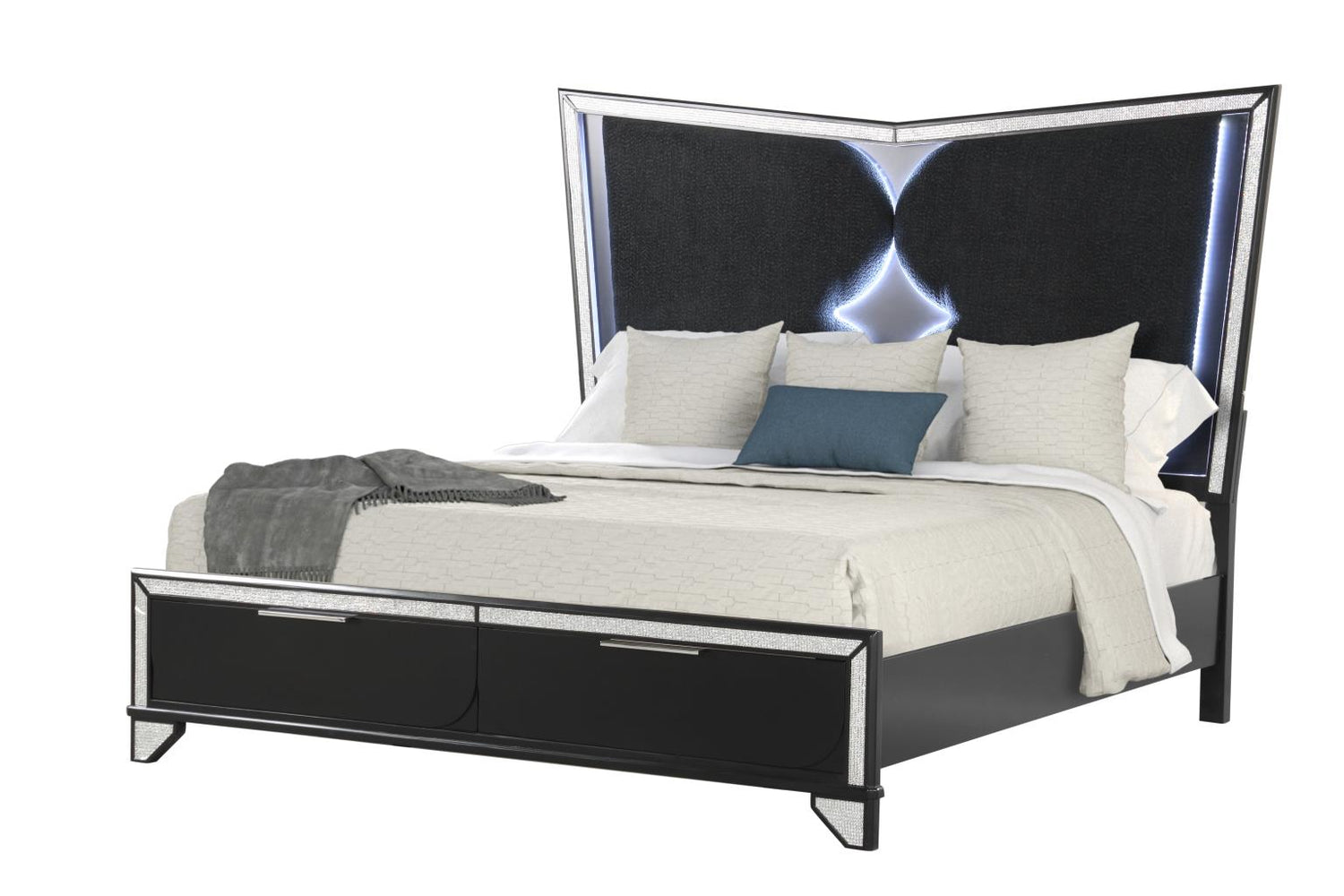 5PC LED Bedroom Set on Sale! Bed, Dresser, Mirror, Chest, Night Stand. $2199 Queen - $2379 King - LDH Furniture