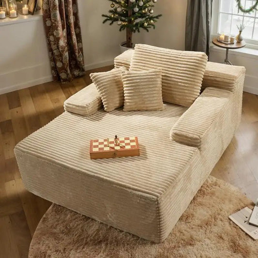 67" Oversized Plush Corduroy Chaise Lounge Sofa Bed 🛋️☁️ | USA In Stock - LDH Furniture