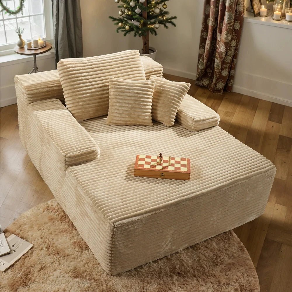 67" Oversized Plush Corduroy Chaise Lounge Sofa Bed 🛋️☁️ | USA In Stock - LDH Furniture