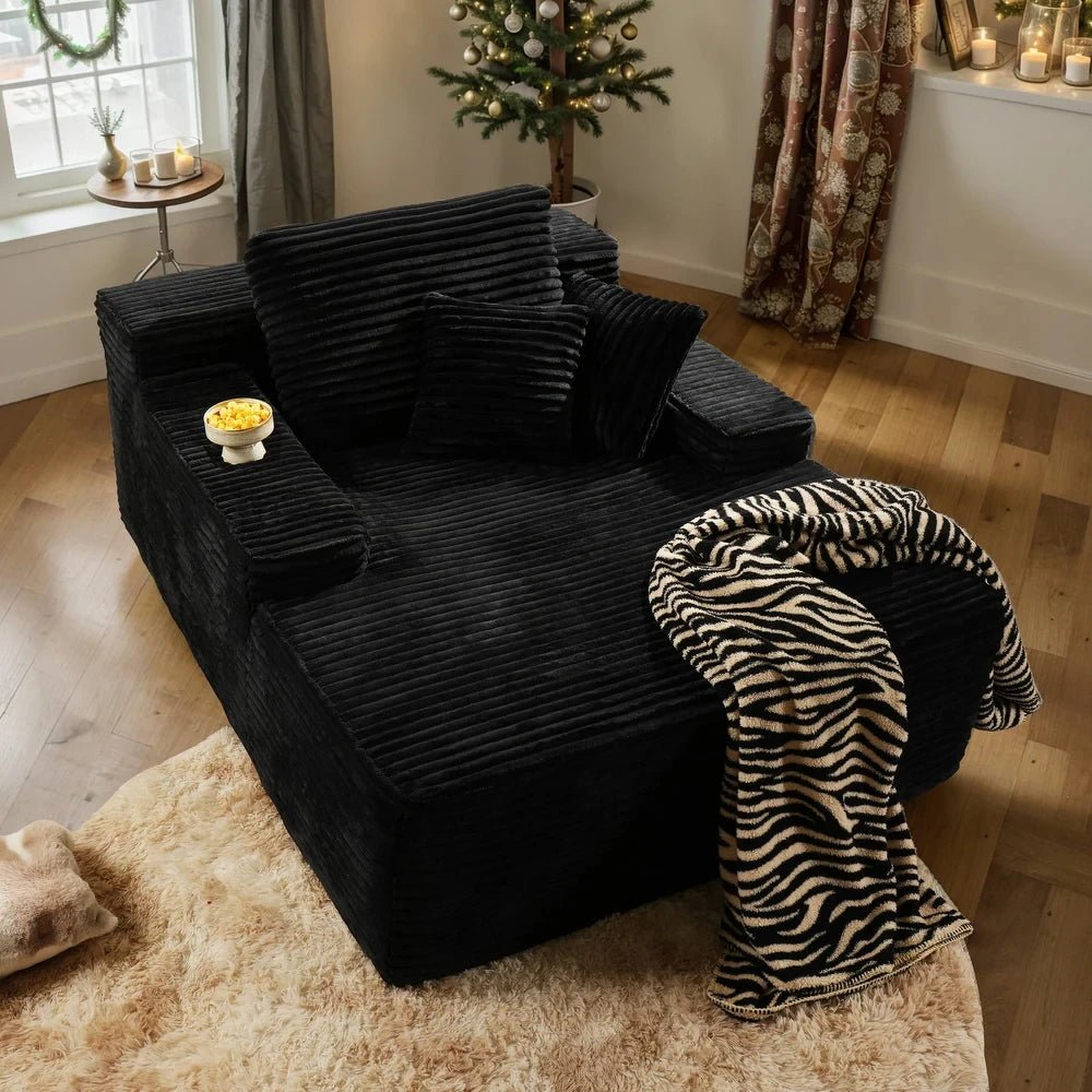 67" Oversized Plush Corduroy Chaise Lounge Sofa Bed 🛋️☁️ | USA In Stock - LDH Furniture