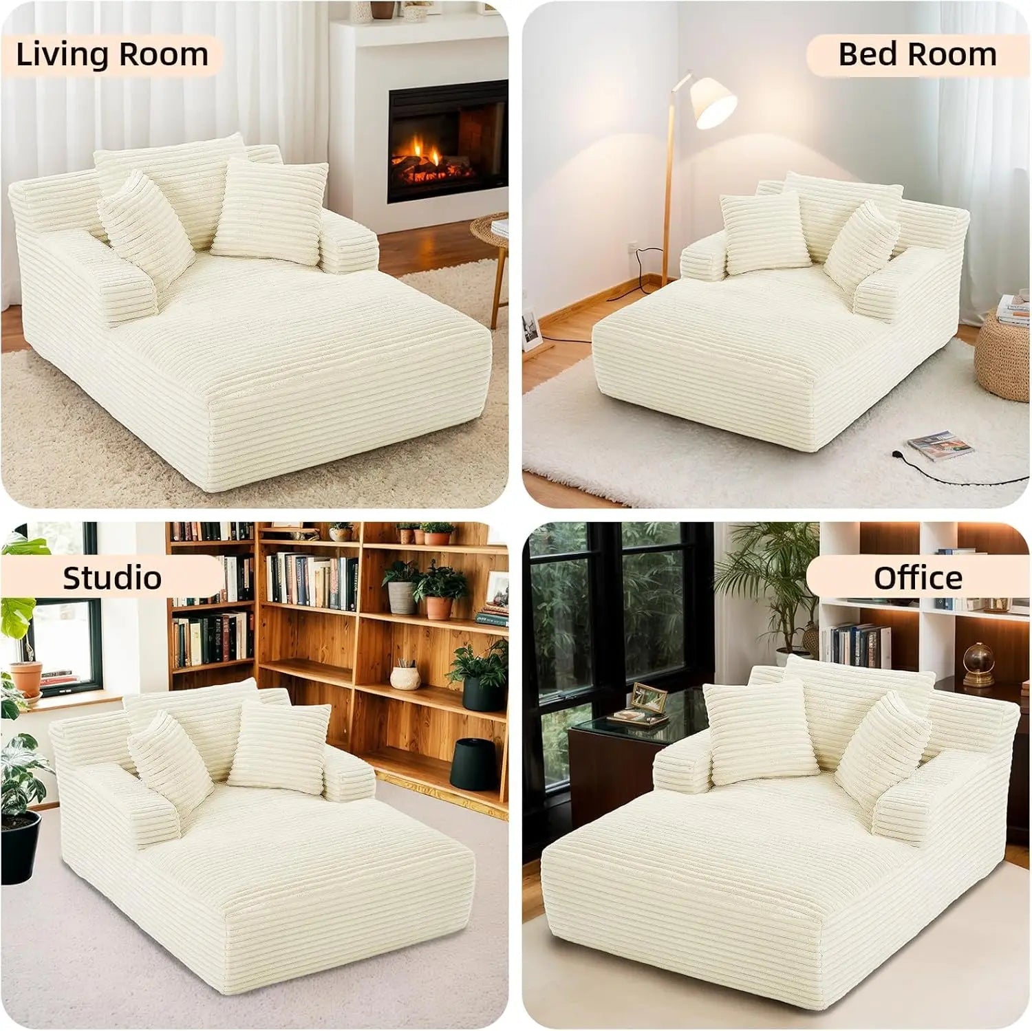 67" Oversized Plush Corduroy Chaise Lounge Sofa Bed 🛋️☁️ | USA In Stock - LDH Furniture