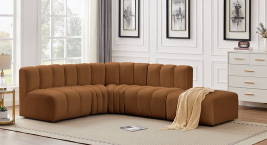 Arc 127" Velvet Upholstered 5pc. Modular Sectional - LDH Furniture