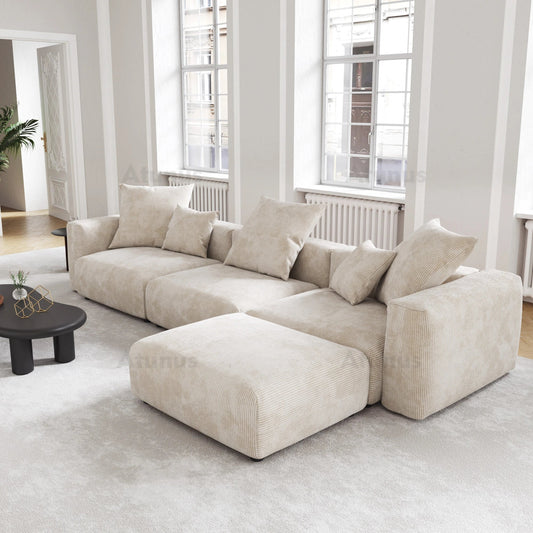 Big Square Modular Sectional Sofa β Corduroy Fabric Couch | US In Stock πΊπΈ - LDH Furniture