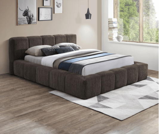 Carlin Velvet Fabric Platform Bed - LDH Furniture