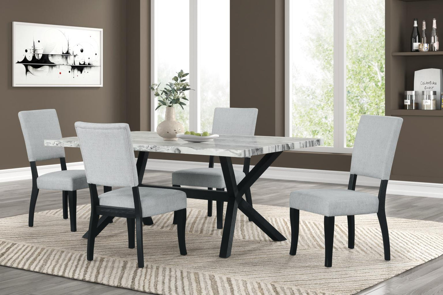 Carman Marble Dining Table Set - LDH Furniture