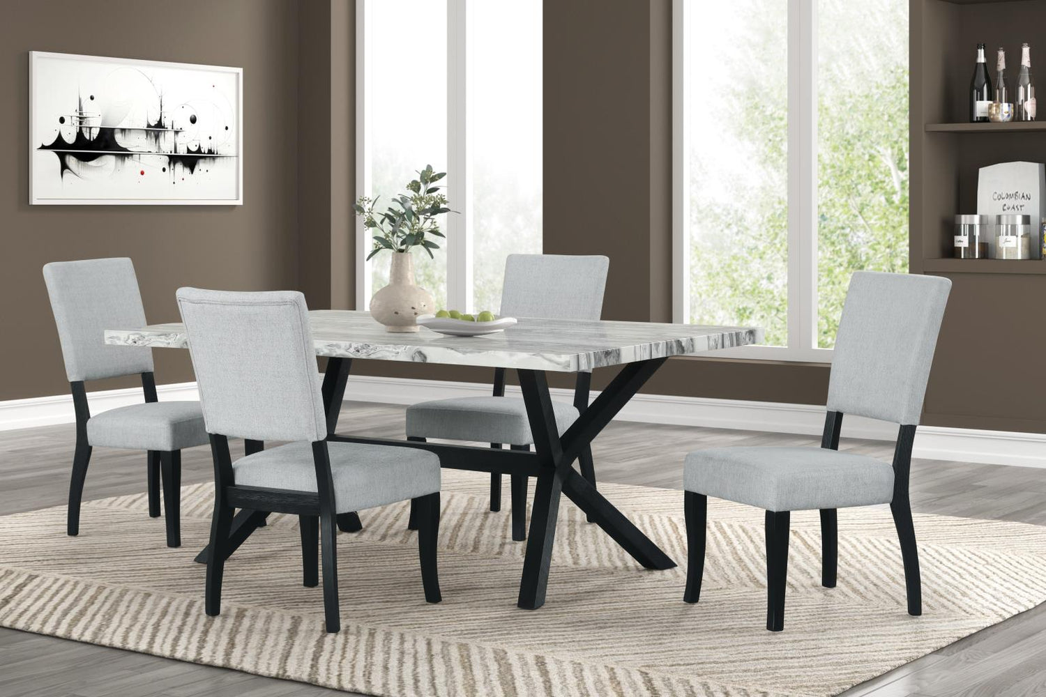 Carman Marble Dining Table Set - LDH Furniture