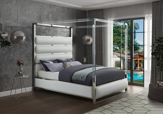 Encore Vegan Leather Canopy Platform Bed - LDH Furniture